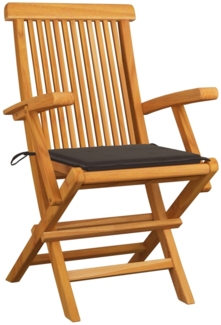 vidaXL Gartenstühle mit Taupe Kissen 3 Stk. Massivholz Teak 3062522
