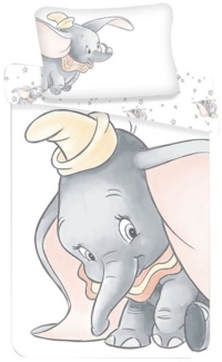 Disney Bettwäsche Set Dumbo Grey 100x135 Bettdecke + 40x60 cm Kopfkissen, 100% Baumwolle