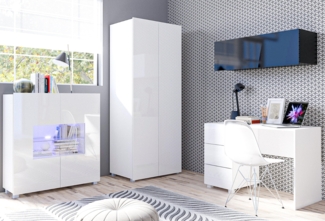 AX LIVING Büro Schrankwand Kossana 8 - Funktional Modern Schwarz/Weiß