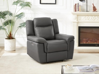 Relaxsessel Fernsehsessel elektrisch KENNETH - Leder - Taupe