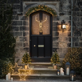 Lights4fun LED-Girlande 1,5m Weihnachtsgirlande Tannenzweige mit Beleuchtung