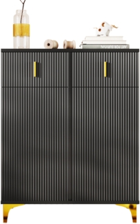 Eleganter Sideboard/Schuhschrank mit Strukturpaneelen, verstellbaren Einlegeboeden und vergoldeten Verzierungen, mit Schubladen