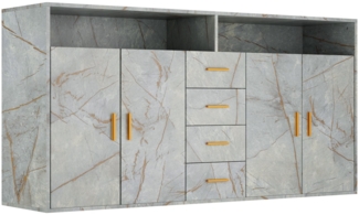 HOMAVO Sideboard BG1-L mit 4 Schubladen, 2 Türen & offenen Fächern – 160 cm breit (SIDEBOARD)