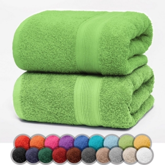 NatureMark Duschtücher 2er-Set Frottier Duschtücher 70x140 cm, 100% Baumwolle (2-St), Premium Qualität, DUSCHTUCH, Dusch-Handtuch, 70x140 cm, Apfel grün