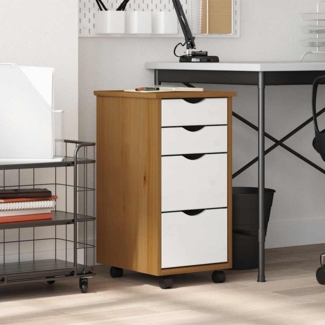 vidaXL Rollschrank mit Schubladen MOSS Honigbraun Massivholz Kiefer 4015793