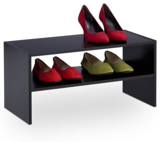 Schwarzes Schuhregal mit 2 Ablageflächen