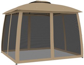 vidaXL Pavillon mit Doppeldach & Netzwänden Taupe 2,93x2,93 m Stahl 368450