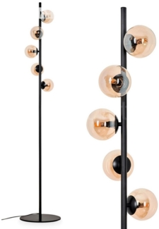 hofstein Stehlampe Stehlampe aus Metall/Glas in Schwarz/Bernsteinfarben, ohne Leuchtmittel, Standlampe im Retro-Design aus Glas, 6 x G9, ohne Leuchtmittel