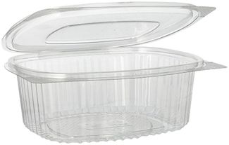 50 Feinkost- und Salatschalen mit Klappdeckel, R-PET oval 750 ml 6,2 x 14,4 x 17,5 cm klar