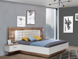Bett Bettanlage Futonbett Bettgestell 180x200cm stabeiche weiß Mordern