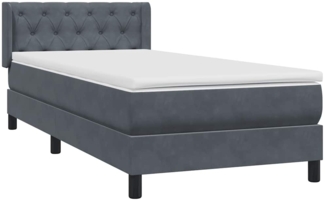 vidaXL Boxspringbett mit Matratze Dunkelgrau 80x220 cm Samt 3318388