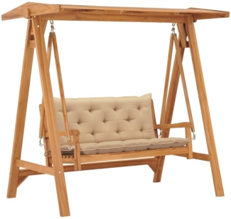 vidaXL Hollywoodschaukel mit Beige Auflage 170 cm Massivholz Teak