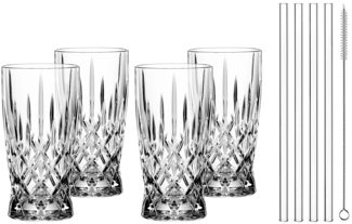 NACHTMANN 104671 NOBLESSE Latte Macchiato Gläser 4er Set und Glastrinkhalme