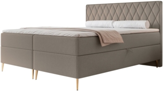 Selsey 'Caresso' Boxspringbett mit Bonellmatratze, Topper, Chenille, hellbraun, 160x200 cm