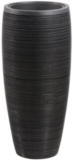 Dehner Übertopf Pflanzvase Singapur in Riffeloptik, Polystone, frostbeständiger, hoher Pflanztopf in modernem Design