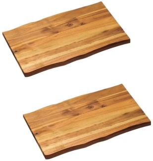 Kesper Schneidebrett Servierbrett, 2er Pack, 45 x 27 x 2 cm, ideal zum servieren von Speisen, Akazienholz, (2-St), Schneidunterlage aus Akazie, auch als Tranchierbrett geeignet