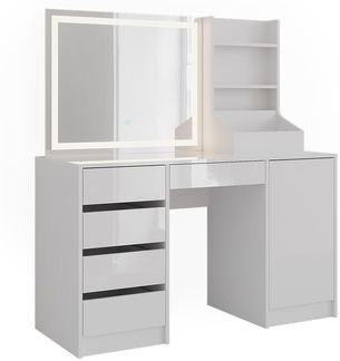 Schminktisch Sherry Weiß/Weiß Hochglanz 128.2 cm 4 Teile Vicco
