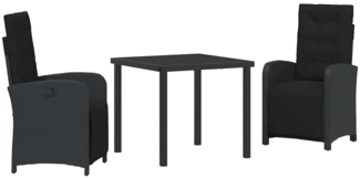 vidaXL Garten Essgruppe 3 pcs Schwarz Poly-Rattan 3380309