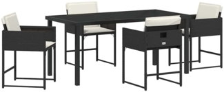 vidaXL Garten Essgruppe 5 pcs Schwarz Poly-Rattan 3380715