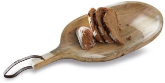 Mirabeau Tablett Tablett Journée braun, Mangoholz (mangifera indica), Griff: 100% Büffelleder