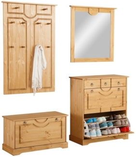 Home affaire Garderoben-Set Klera, (Set, 4-St), 4-teilig, aus massiver Kiefer, FSC®-zertifiziert