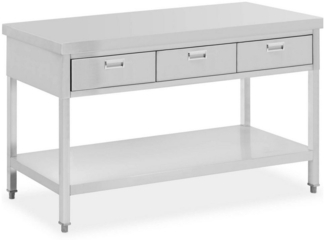 Royal Catering Arbeitstisch 150 x 60 cm Edelstahltisch mit Schubladen Gastro Edelstahl 295 kg