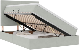 vidaXL Bett mit LED-Lichtleisten Hellgrau 140 x 200 cm Samt 3372609