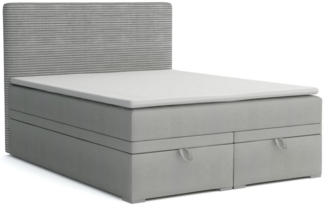 Deine Möbel 24 Boxspringbett DARO Polsterbett Komplettbett Bett mit einer Matratze H4 (Taschenfederkernmatratzen 7 Zonen H4 Grau Hellgrau Schwarz Anthrazit Beige Samt Velour, 2-St, Taschen-federkernmatratze 7 Zonen H4 PREMIUM Bett), inkl Topper, Bettka...