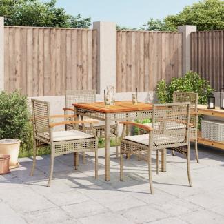 vidaXL 5-tlg. Garten-Essgruppe mit Kissen Beige Poly Rattan 3213579