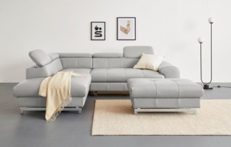 COTTA Ecksofa Chef L-Form, mit Kopfteilverstellung, edle Metallkufen, wahlweise mit Bettfunktion