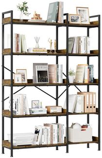 GarveeMore Bücherregal 5-stöckiges Industrie-Bücherregal,mit Fächern und Stahlrahmen,Eckregal, für Schlafzimmer,Wohnzimmer,Zuhause und Büro,157x140x24CM/148x167CM