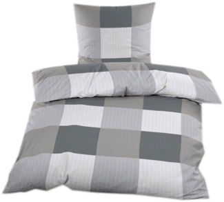 Casa Colori Bettwäsche Seersucker 135x200 Reißverschluss Grau Anthrazit kariert, Seersucker, 2 teilig, leicht
