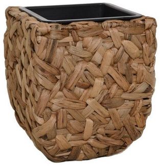 VIVANNO Pflanzkübel Wasserhyazinthe WILD Würfel, Natur Geflochten 25x25x30 cm