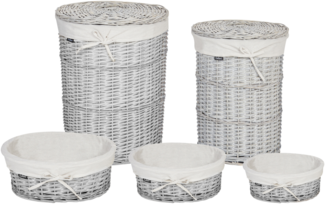 Aufbewahrungskorb 5er Set VAKARI Weidenholz Weiß 55 89 L