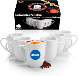6 Stück Kaffeebecher 300ml aus hochwertigem echtem Porzellan - Tassen zum Bemalen - in Geschenkbox
