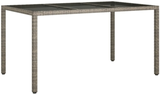 vidaXL Gartentisch 150x90x75 cm Hartglas und Poly Rattan Grau 316708