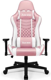 Hiazurm Gaming-Stuhl Gaming Stuhl, Bürostuhl Ergonomisch Wippfunktion bis zu 170° (Bürostuhl mit Fußstütze,Gaming Chair mit gepolsterten Armlehnen, 8 cm Höhenverstellung), Verstellbarem Lenden- & Kopfkissen, Gamer Stuhl 150kg Belastbarkeit