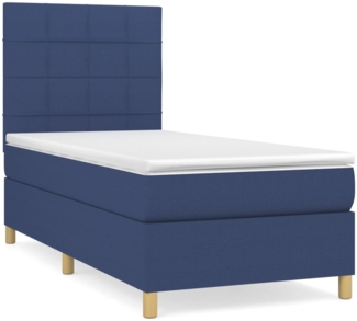 vidaXL Boxspringbett mit Matratze Blau 80x200 cm Stoff 3142295