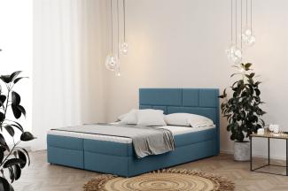 Boxspringbett Schlafzimmerbett CALVIN 120x220cm in Stoff Matt Velvet Himmelblau