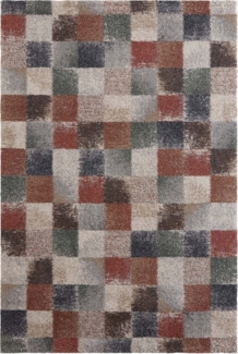 TaraCarpet Teppich Tara Carpet Berber Karo, rechteckig, Höhe: 27 mm, Moderner weicher Teppich kariert in braun und grün extra weich 67x140