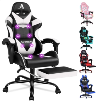 Gamer-Stuhl Gaming-Stuhl Racing-Sessel 8 Massagepunkte 150° Neigung PU-Leder