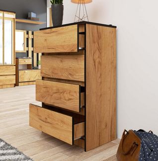 Raumhirsch Furniture Kommode mit 4 Schubladen 60 cm breit Holz Schrank, (viele Farbvarianten - Maße : 99 x 60 x 40 cm) - Hochwertig & stabil