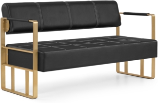 BarberPub Sitzbank mit Rückenlehne W528 (Schwarz-Gold/Kunstleder)