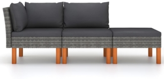 vidaXL 3-tlg. Garten-Lounge-Set Poly Rattan und Massivholz Eukalyptus 315757