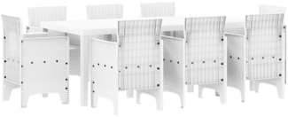 vidaXL Garten Essgruppe 9 pcs Weiß Polt Rattan 3378582