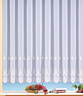 Weckbrodt Gardine Berlin, Kräuselband (1 St), transparent, Voile, echte Stickerei, Voile, transparent, Bordüre, Kante, gebogt, Store