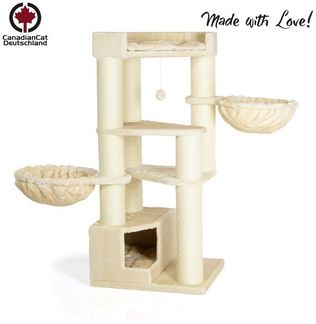 Canadian Cat Company Kratzbaum Vancouver, Sisalstamm Ø15cm, Kratzstamm für Katzen, ca. 65 x 55 x 140 cm, beige