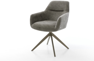 Drehstuhl Pejo-Flex Bouclé Soft Schlamm Kreuzgestell breit Effektfinish Titan 360° drehbar Wippfunktion Taschenfederkern