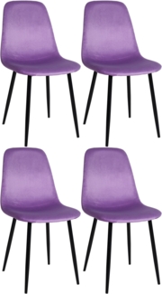 DELUKE® Esszimmerstühle 4er Set MOVI - Lila Samt, Metall 88x44x51cm Strapazierfähiger & pflegeleichter Bezug Esszimmerstuhl Stuhl Esszimmer Küchenstühle Wohnzimmerstühle