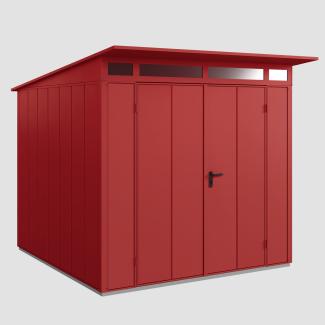 Hörmann Ecostar Metall-Gerätehaus Elegant mit Pultdach Typ 2, 238x238 cm , purpurrot, 5,7 m²,2-flüglige Tür